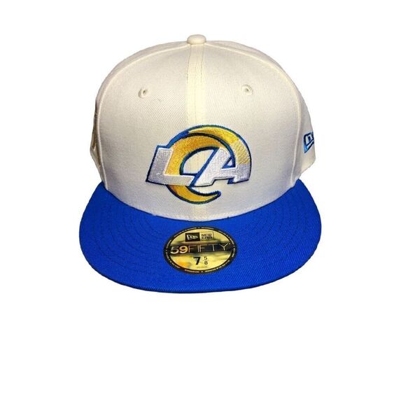 New Era Los Angeles Rams NFL 75th Anniversary Chrome 59FIFTY Fitted Hat Cap Size - Picture 1 of 7